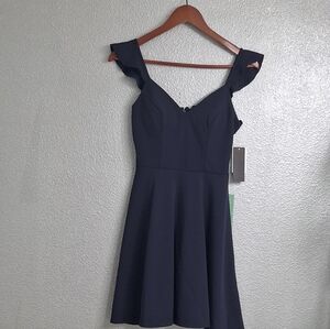 NWT City Triangle Navy Fit n' Flare Mini Dress With Lace Back   Size 1